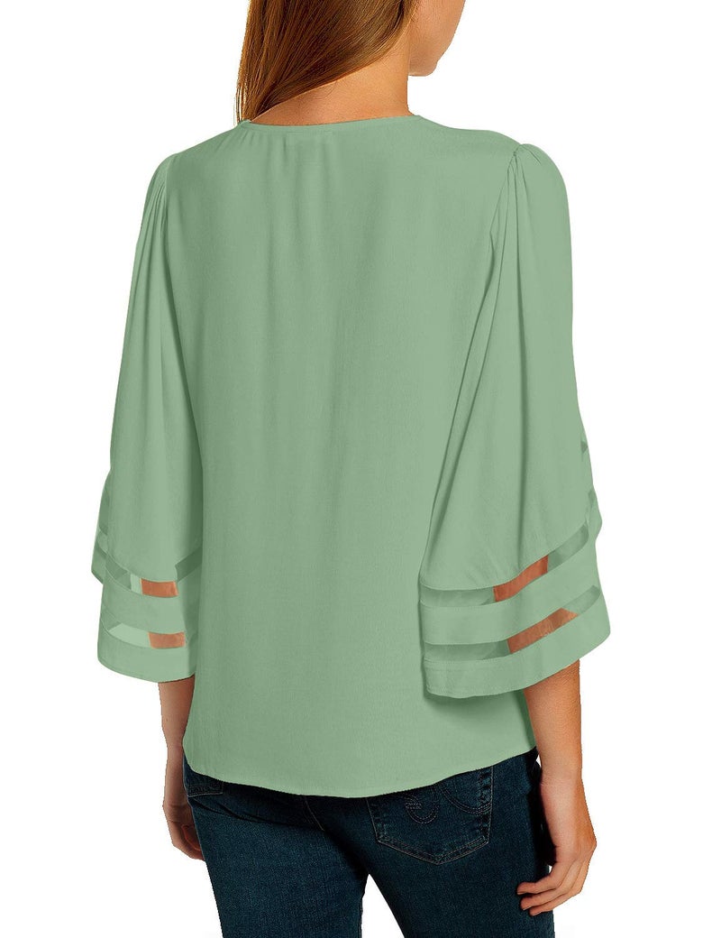 LookbookStore Green Tops for Women Saint Patricks Day Shirt 2024 Summer Lucky Green Bell Sleeve Blouse Saint Patrick's Day Outfits for Women Tops Dressy Casual Size XL Size 16 18 - Image 2